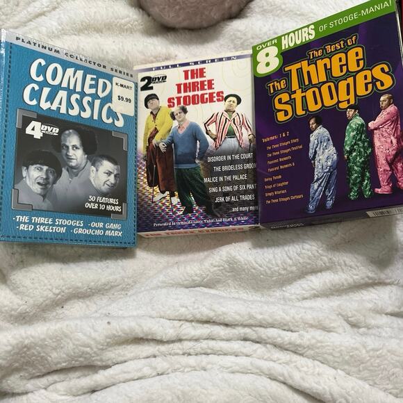 3 DVD set of THE THREE STOOGES , each 1 has 2 cds each. One is new Still Sealed - Picture 1 of 10